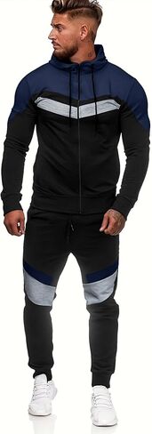 Hakjay Hoodie Tracksuit 2 Pieces Set for Men Athletic Sports Jogging Sweatsuit Set Casual Zipper Outfit in Kuwait