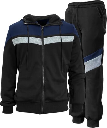 Hakjay Hoodie Tracksuit 2 Pieces Set for Men Athletic Sports Jogging Sweatsuit Set Casual Zipper Outfit in Kuwait