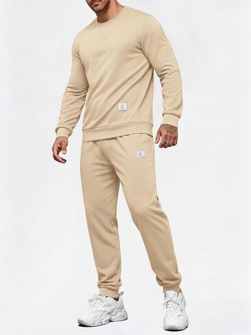 PLEPAN Men's 2 Piece Sweatsuit Lightweight Long Sleeve Crewneck Pullover Jogger Matching Sets Casual Outfits Tracksuit in Kuwait