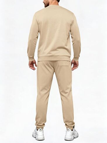 PLEPAN Men's 2 Piece Sweatsuit Lightweight Long Sleeve Crewneck Pullover Jogger Matching Sets Casual Outfits Tracksuit in Kuwait