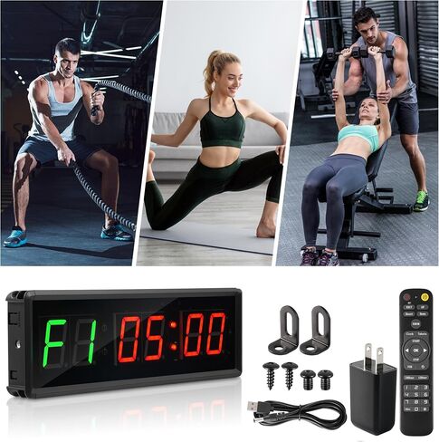 Upgraded LED Gym Timer Clock for Home Gym | Gym Interval Workout | 5 Display Modes| Count Down & Up | Stopwatch | Workout Clock for Boxing/EMOM/Tabata/FBG/Stopwatch Fitness Times in Saudi Arabia