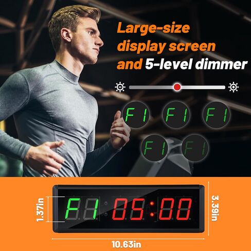 Upgraded LED Gym Timer Clock for Home Gym | Gym Interval Workout | 5 Display Modes| Count Down & Up | Stopwatch | Workout Clock for Boxing/EMOM/Tabata/FBG/Stopwatch Fitness Times in Saudi Arabia
