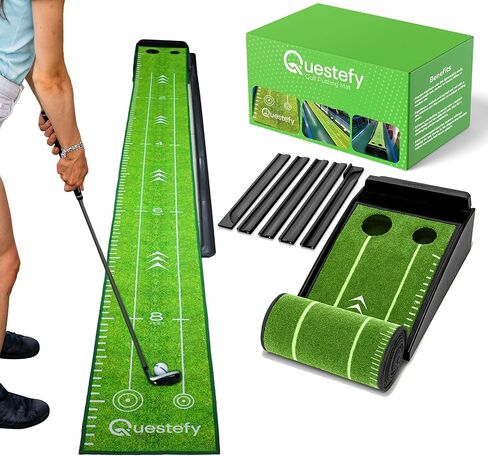 Putting Green Indoor | Wrinkle-Free Golf Mat with Auto Ball Return | Non-Slip Surface & Alignment Markings for Accurate Putting Practice at Home, Office & Outdoors | Improve Stroke Control & Precision in Saudi Arabia