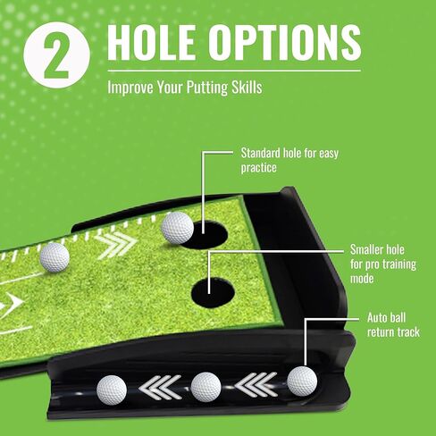 Putting Green Indoor | Wrinkle-Free Golf Mat with Auto Ball Return | Non-Slip Surface & Alignment Markings for Accurate Putting Practice at Home, Office & Outdoors | Improve Stroke Control & Precision in Saudi Arabia
