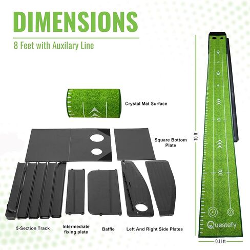 Putting Green Indoor | Wrinkle-Free Golf Mat with Auto Ball Return | Non-Slip Surface & Alignment Markings for Accurate Putting Practice at Home, Office & Outdoors | Improve Stroke Control & Precision in Saudi Arabia