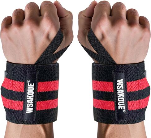 WSAKOUE Weightlifting Wrist Wraps - 18" Professional Wrist Support with Heavy-Duty Thumb Loop for Powerlifting, Bench Press & Strength Training- Adjustable Gym Wrist Straps for Men & Women in Saudi Arabia