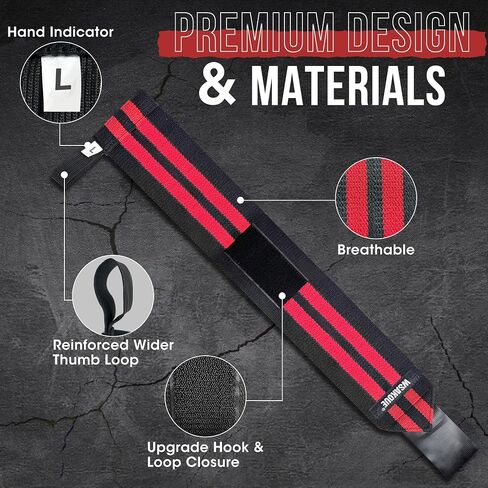 WSAKOUE Weightlifting Wrist Wraps - 18" Professional Wrist Support with Heavy-Duty Thumb Loop for Powerlifting, Bench Press & Strength Training- Adjustable Gym Wrist Straps for Men & Women in Saudi Arabia