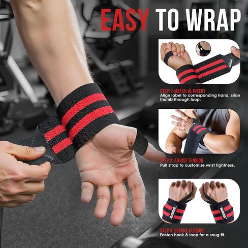 WSAKOUE Weightlifting Wrist Wraps - 18" Professional Wrist Support with Heavy-Duty Thumb Loop for Powerlifting, Bench Press & Strength Training- Adjustable Gym Wrist Straps for Men & Women in Saudi Arabia