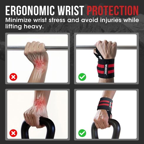 WSAKOUE Weightlifting Wrist Wraps - 18" Professional Wrist Support with Heavy-Duty Thumb Loop for Powerlifting, Bench Press & Strength Training- Adjustable Gym Wrist Straps for Men & Women in Saudi Arabia