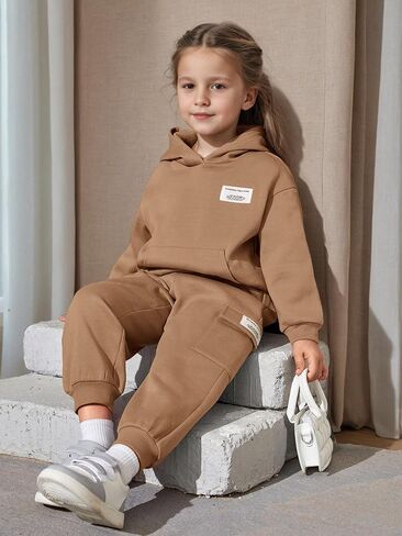 Girl's Tracksuit Pullover Athletic Hoodie Sweatshirts and Jogger Sweatpant Set Sportswear Clothing Set for 4-7Y in Kuwait