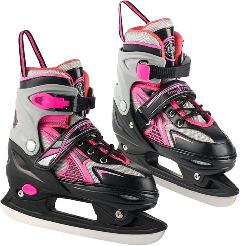 زلاجات ثلجية قابلة للتعديل للأطفال الأولاد والبنات، 4 مقاسات قابلة للتعديل، بطانة دافئة ومريحة للمبتدئين من سن 3 إلى 12 سنة، أحذية تزلج في الهواء الطلق وحلبة التزلج على الجليد in Kuwait