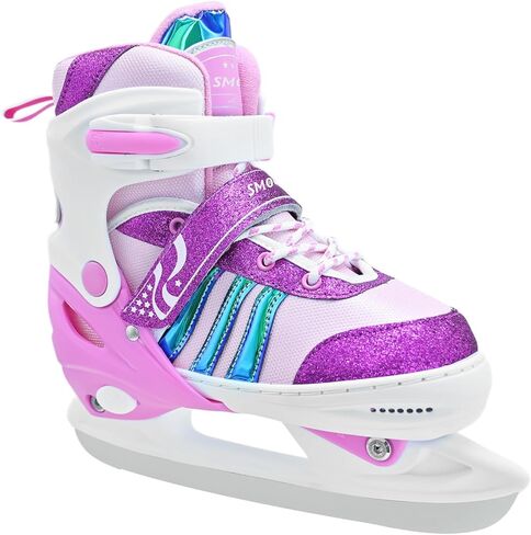 Boys Girls Ice Skates Adjustable, Smooth Blade Iceskates Age 3-12, Comfortable Lining Ice Skating Shoes for Kids Youth Beginner, Perfect for Outdoor and Indoor Rink in Saudi Arabia