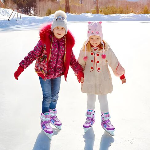 Boys Girls Ice Skates Adjustable, Smooth Blade Iceskates Age 3-12, Comfortable Lining Ice Skating Shoes for Kids Youth Beginner, Perfect for Outdoor and Indoor Rink in Saudi Arabia
