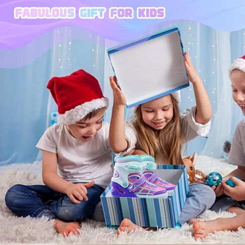 Kids Ice Skates for Boys and Girls, Adjustable Ice Skating Shoes for Beginner Ages 4-12, Gradient Pink Purple Green Iceskates for Outdoor and Rank in Saudi Arabia