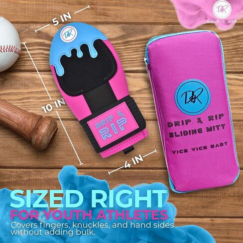 Drip & Rip Sliding Mitt Youth for Baseball & Softball - Ice Cream Sliding Mit Design with Hand Protection - Base Running, Breathable, Durable, Ambidextrous - Ages 10+ in Kuwait