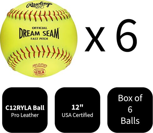 رولينغز | الكرات اللينة الرسمية من USA Pro Leather Dream Seam Fastpitch | الولايات المتحدة الأمريكية/آسا | C12RYLA | 12" in Saudi Arabia