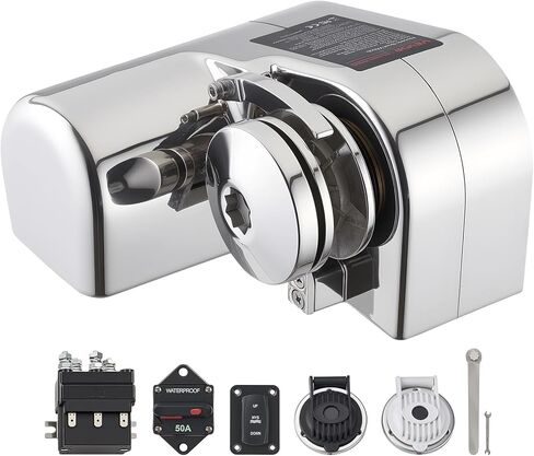 VEVOR Fishing Windlass, 12V DC 600W, Windlass Anchor Systems Fit for 1/4-Inch Chain or 9/16 & 5/8 Inch Nylon Rope, Max Pull 573 lbs, 316 Stainless Steel Construction, for Boats 23-29.5 ft in Kuwait