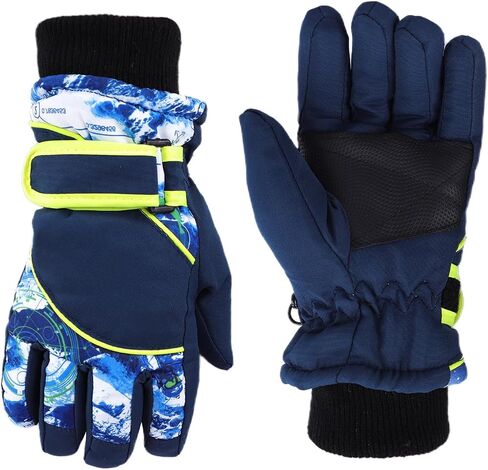 Boys Winter Snow Gloves Kids Windproof Cold Weather Ski Gloves with Thick Plush for 5-8Years in Kuwait