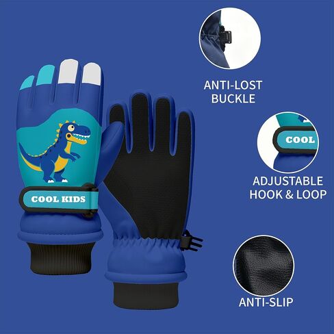 Kids Winter Snow Ski Gloves, Waterproof Cold Weather Insulated Outdoor Snowboard Gloves for Toddler Boys 3-11Y in Saudi Arabia