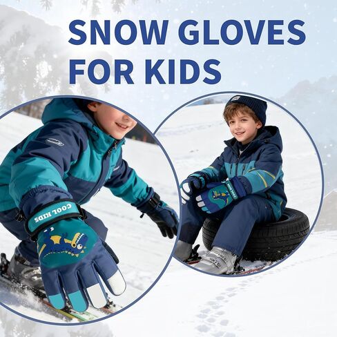 Kids Winter Snow Ski Gloves, Waterproof Cold Weather Insulated Outdoor Snowboard Gloves for Toddler Boys 3-11Y in Saudi Arabia