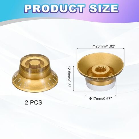 MECCANIXITY 2PCS Guitar Top Hat Bell Knobs, Volume Tone Control Knob for Electric Guitar Bass, Gold in Saudi Arabia