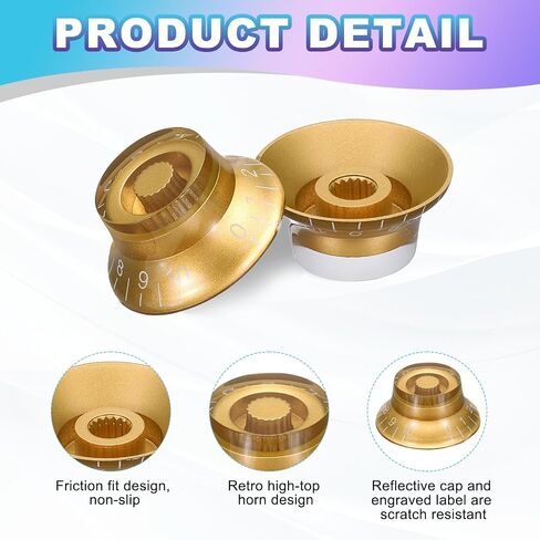 MECCANIXITY 2PCS Guitar Top Hat Bell Knobs, Volume Tone Control Knob for Electric Guitar Bass, Gold in Saudi Arabia