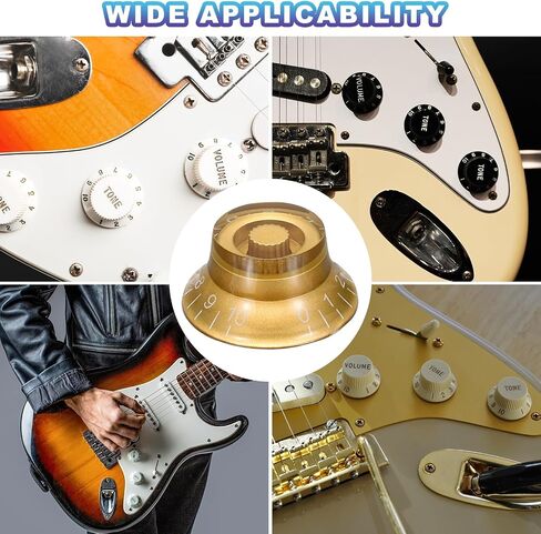 MECCANIXITY 2PCS Guitar Top Hat Bell Knobs, Volume Tone Control Knob for Electric Guitar Bass, Gold in Saudi Arabia