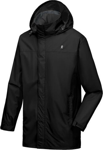 Little Donkey Andy Men's Long Waterproof Rain Jacket with Hood Lightweight Rain Shell for Hiking in Saudi Arabia