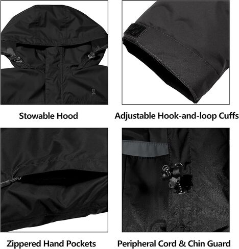 Little Donkey Andy Men's Long Waterproof Rain Jacket with Hood Lightweight Rain Shell for Hiking in Saudi Arabia