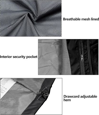 Little Donkey Andy Men's Long Waterproof Rain Jacket with Hood Lightweight Rain Shell for Hiking in Saudi Arabia