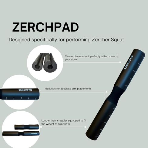 Barbell Pad Squat Pad Designed Specifically for Zercher Squats - Great for Zercher Squats, Front Squats and Hip Thrusts — Extra Long Length—Fit Standard and Olympic Bars Perfectly in Saudi Arabia