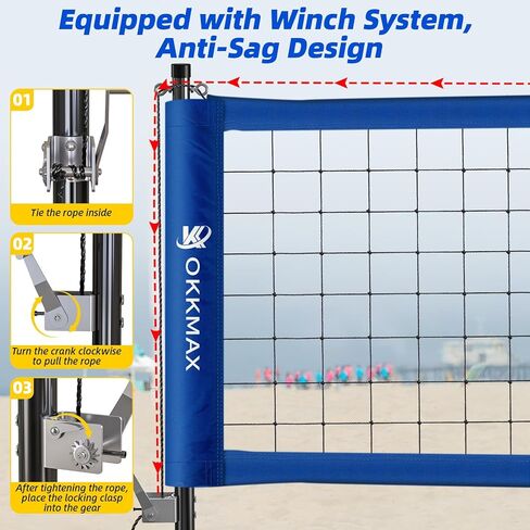 مجموعة شبكة كرة طائرة احترافية للاستخدام في الهواء الطلق مع أقطاب قابلة للتعديل وتصميم مضاد للترهل، شبكة كرة طائرة محمولة تتضمن لوحة ثابتة للشاطئ، لوحة نتائج، خط حدودي وحقيبة حمل لعشب الشاطئ في الفناء الخلفي in Kuwait