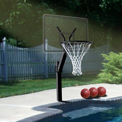 Swimming Pool Basketball Hoop Set with Standard 18'' Rim, All Aluminum Alloy, 3 Balls, 3 Colors, Adjustable Height, Detachable in Saudi Arabia