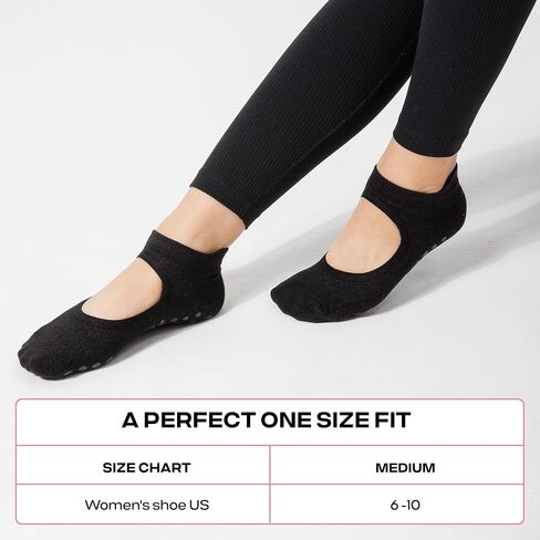 CoolMate Pilates Socks with Grips for Women, Yoga Socks, Crew Non Slip Women for Workout, Barre, Pilates Gifts in Kuwait