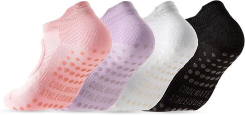 CoolMate Pilates Socks with Grips for Women, Yoga Socks, Crew Non Slip Women for Workout, Barre, Pilates Gifts in Kuwait