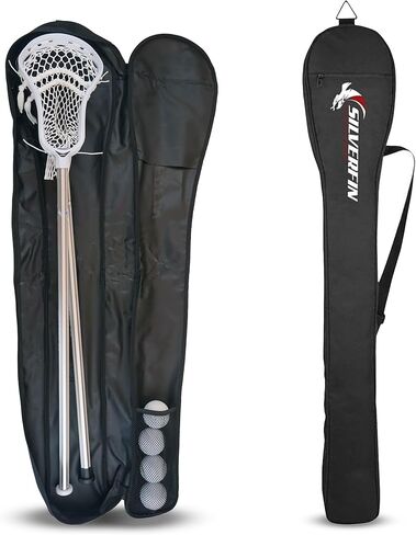 Silverfin Lacrosse Stick Bag Holds Upto 4 Sticks for Men & Women, Kids| Crafted From Tear Resistant Fabric Lightweight & Compact| Ideal for Travel, Tournaments With Full Length Zipper & Shoulder Strap in Kuwait