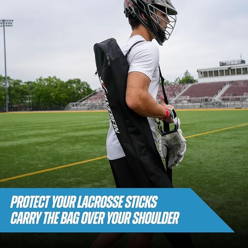 Silverfin Lacrosse Stick Bag Holds Upto 4 Sticks for Men & Women, Kids| Crafted From Tear Resistant Fabric Lightweight & Compact| Ideal for Travel, Tournaments With Full Length Zipper & Shoulder Strap in Kuwait