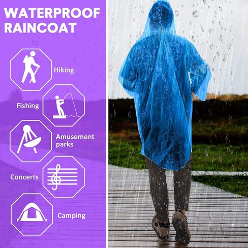 Pasimy 150 Pcs Disposable Rain Ponchos Bulk for Adults Emergency Ponchos with Hood for Man Women Travelling Camping Hiking in Saudi Arabia