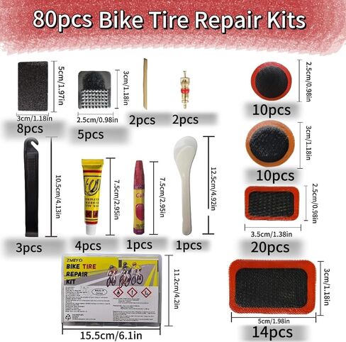 Bike Tire Repair Kit, 80 PCS Bike Tube Patch Kit with Bike Tire Levers, Bike Tire Patch and Tire Repair Glue, Bike Patch Kit for Mountain and Road Bike in Saudi Arabia