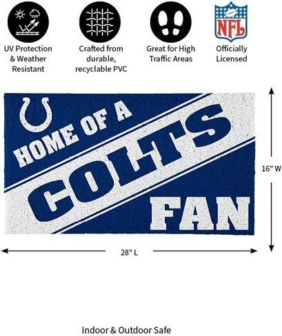 سجادة باب رياضية مرخصة رسميًا مقاس 28 × 16 بوصة من Team Sports America Indianapolis Colts، سجادة لمحبي الرياضات الداخلية والخارجية مقاس 28 × 16 بوصة in Saudi Arabia