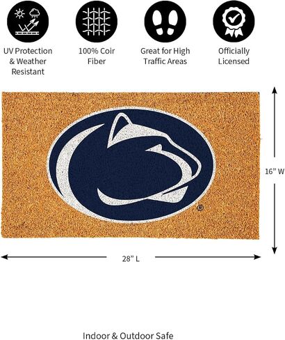 ممسحة جوز الهند الطبيعية من فريق سبورتس أمريكا NCAA Penn State | شعار الفريق الرسمي بالألوان الكاملة | 28 × 16 بوصة | عدم الانزلاق مرة أخرى | سجادات أرضية ترحيب للباب الأمامي | ديكور منزلي لمدخل داخلي وخارجي in Saudi Arabia