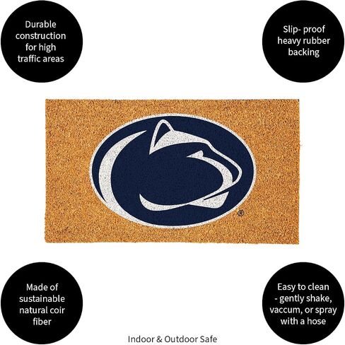 ممسحة جوز الهند الطبيعية من فريق سبورتس أمريكا NCAA Penn State | شعار الفريق الرسمي بالألوان الكاملة | 28 × 16 بوصة | عدم الانزلاق مرة أخرى | سجادات أرضية ترحيب للباب الأمامي | ديكور منزلي لمدخل داخلي وخارجي in Saudi Arabia