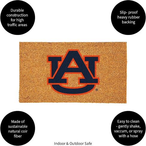ممسحة من ألياف جوز الهند الطبيعية بجامعة تيم سبورتس أمريكا NCAA Auburn University | شعار الفريق الرسمي بالألوان الكاملة | 28 × 16 بوصة | عدم الانزلاق مرة أخرى | سجادات أرضية ترحيب للباب الأمامي | ديكور منزلي لمدخل داخلي وخارجي in Saudi Arabia