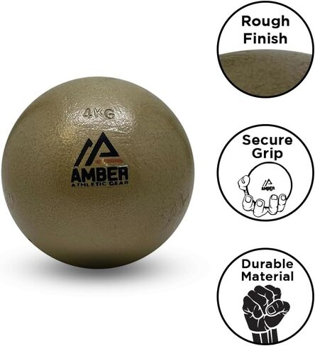 Amber Athletic Gear Cast Iron Shot Put Weights 1kg - 7.25kg (2.20lb - 16lb) - Ideal for Track & Field Training - Color May Vary (7.25 kg/16 lbs) in Saudi Arabia