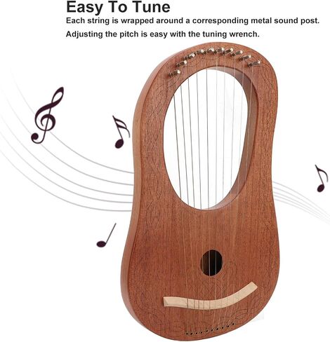 Lyre Harp 10 Strings Portable Mini Harp with Tuning Wrench Excellent Okoume Material Bone Saddle for Beginners Children Students Music Practice Performance in Saudi Arabia