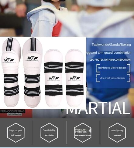 Taekwondo Shin Protector Forearm Elbow Arm Guards, WT MMA Martial Arts Boxing Kickboxing Karate Sparring Gear Muay Thi Training Match Gym for Men Women Youth Kids in Saudi Arabia