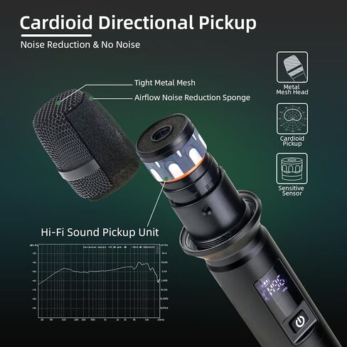 Wireless Microphones, Wireless Bluetooth Karaoke Microphone with Rechargeable Receiver(50hrs - 260 Ft Range), Karaoke Microphone Set for Singing, Wedding, DJ, Party, Speech, Church in Saudi Arabia