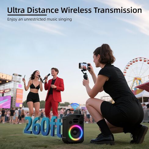 Wireless Microphones, Wireless Bluetooth Karaoke Microphone with Rechargeable Receiver(50hrs - 260 Ft Range), Karaoke Microphone Set for Singing, Wedding, DJ, Party, Speech, Church in Saudi Arabia