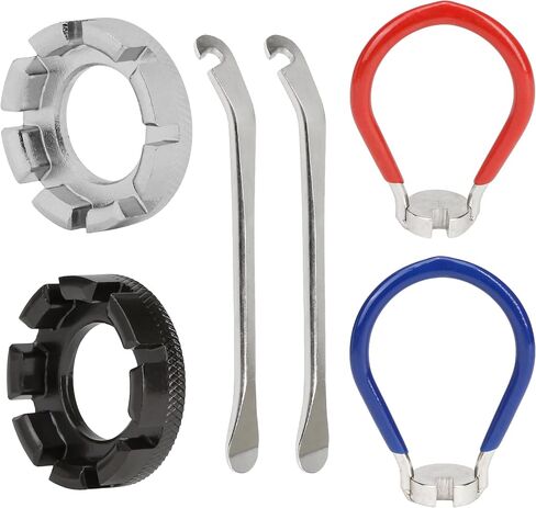 Bike Spoke Wrench Bicycle Tool for Adjustment Rim Truing Set, Ideal Maintenance Kit with Tire Lever, Correct Cycling Repair, Universal Forged Steel Rubber Handle, Portable Adjust Wheel Torque Spokes in Saudi Arabia