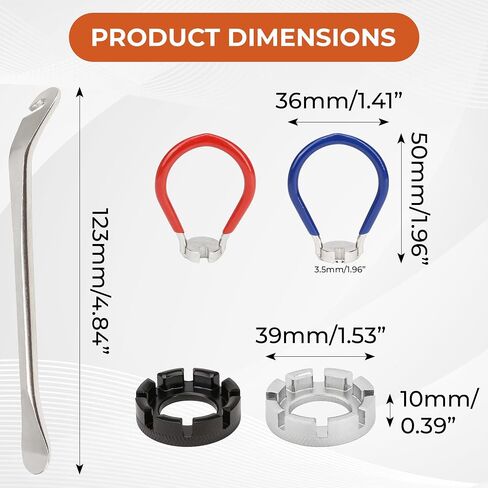 Bike Spoke Wrench Bicycle Tool for Adjustment Rim Truing Set, Ideal Maintenance Kit with Tire Lever, Correct Cycling Repair, Universal Forged Steel Rubber Handle, Portable Adjust Wheel Torque Spokes in Saudi Arabia